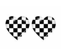 2x Autocollant Sticker Drapeau Coeur Damier Checkered