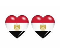 2x Autocollant Sticker Drapeau Coeur Et Egypte