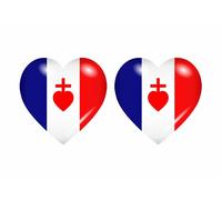 2x Autocollant Sticker Drapeau Coeur France Sacre Coeur