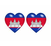 2x Autocollant Sticker Drapeau Coeur Kh Cambodge