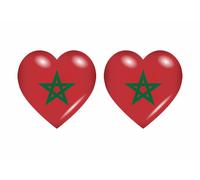 2x Autocollant Sticker Drapeau Coeur Ma Maroc