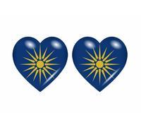 2x Autocollant Sticker Drapeau Coeur Macedoine Macedonien