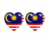 2x Autocollant Sticker Drapeau Coeur My Malaisie