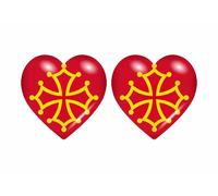 2x Autocollant Sticker Drapeau Coeur Occita Occitanie