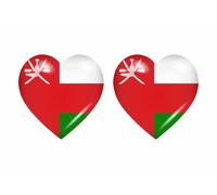 2x Autocollant Sticker Drapeau Coeur Om Oman