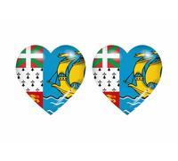 2x Autocollant Sticker Drapeau Coeur Pm Saint St Pierre Et Miquelon
