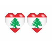 2x Autocollant Sticker Drapeau Coeur Rl Liban