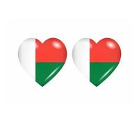 2x Autocollant Sticker Drapeau Coeur Rm Madagascar
