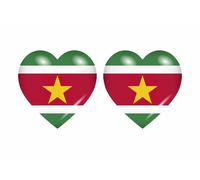 2x Autocollant Sticker Drapeau Coeur Sme Suriname