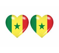 2x Autocollant Sticker Drapeau Coeur Sn Senegal