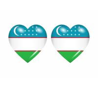 2x Autocollant Sticker Drapeau Coeur Uz Ouzbekistan