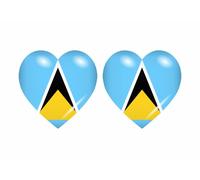 2x Autocollant Sticker Drapeau Coeur Wl Sainte St Lucie