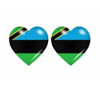 2x Autocollant Sticker Drapeau Coeur Zanzibar