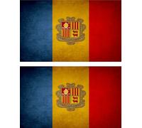 2x Autocollant Sticker Drapeau Vintage Vieilli And Andorre Andorra