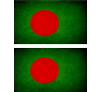 2x Autocollant Sticker Drapeau Vintage Vieilli Bd Bangladesh