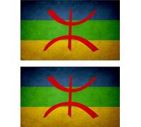 2x Autocollant Sticker Drapeau Vintage Vieilli Berberes Kabyle Kabyle
