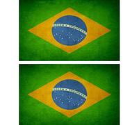 2x Autocollant Sticker Drapeau Vintage Vieilli Br Bresil