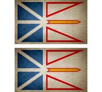 2x Autocollant Sticker Drapeau Vintage Vieilli Canada Terres Neuves Labrador