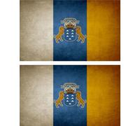 2x Autocollant Sticker Drapeau Vintage Vieilli Canaries