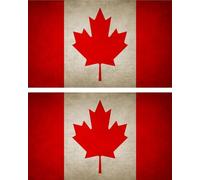 2x Autocollant Sticker Drapeau Vintage Vieilli Cdn Canada