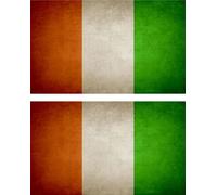 2x Autocollant Sticker Drapeau Vintage Vieilli Ci Cote D'ivoire