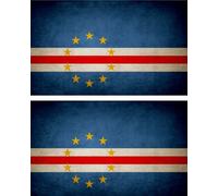 2x Autocollant Sticker Drapeau Vintage Vieilli Cv Cabo Verde