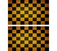 2x Autocollant Sticker Drapeau Vintage Vieilli Damier Checkered Jaune