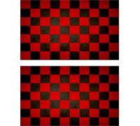 2x Autocollant Sticker Drapeau Vintage Vieilli Damier Checkered Rouge