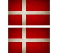 2x Autocollant Sticker Drapeau Vintage Vieilli Dk Danemark