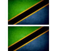 2x Autocollant Sticker Drapeau Vintage Vieilli Eat Tanzanie