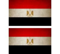 2x Autocollant Sticker Drapeau Vintage Vieilli Et Egypte