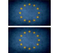 2x Autocollant Sticker Drapeau Vintage Vieilli Europe Cee Union Europeene Ue Ce