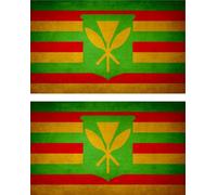 2x Autocollant Sticker Drapeau Vintage Vieilli Hawaii Kanaka Maoli