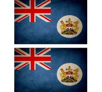 2x Autocollant Sticker Drapeau Vintage Vieilli Hk Hong Kong Ancien