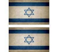 2x Autocollant Sticker Drapeau Vintage Vieilli Il Israel