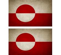 2x Autocollant Sticker Drapeau Vintage Vieilli Kn Groenland