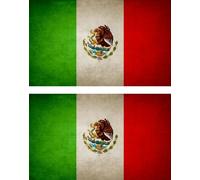2x Autocollant Sticker Drapeau Vintage Vieilli Mex Mexique