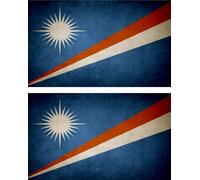 2x Autocollant Sticker Drapeau Vintage Vieilli Mh Iles Marshall