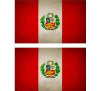 2x Autocollant Sticker Drapeau Vintage Vieilli Pe Perou