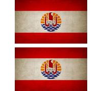 2x Autocollant Sticker Drapeau Vintage Vieilli Pf Polynesie Francaise