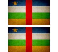 2x Autocollant Sticker Drapeau Vintage Vieilli Rca Republique Centrafricaine