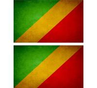 2x Autocollant Sticker Drapeau Vintage Vieilli Rcb Congo