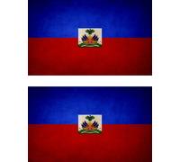 2x Autocollant Sticker Drapeau Vintage Vieilli Rh Haiti