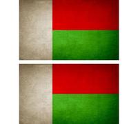 2x Autocollant Sticker Drapeau Vintage Vieilli Rm Madagascar
