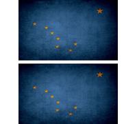 2x Autocollant Sticker Drapeau Vintage Vieilli Usa Alaska Ak