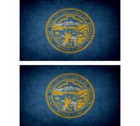 2x Autocollant Sticker Drapeau Vintage Vieilli Usa Nebraska