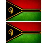 2x Autocollant Sticker Drapeau Vintage Vieilli Vu Vanuatu
