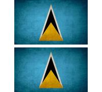 2x Autocollant Sticker Drapeau Vintage Vieilli Wl Sainte St Lucie