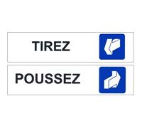 2x Autocollant sticker poussez tirez panneau entrée