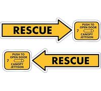 2x Autocollant sticker vinyle waterproof aviation rescue canopy jettison push to open aircradt